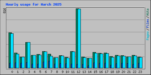 Hourly usage for March 2025